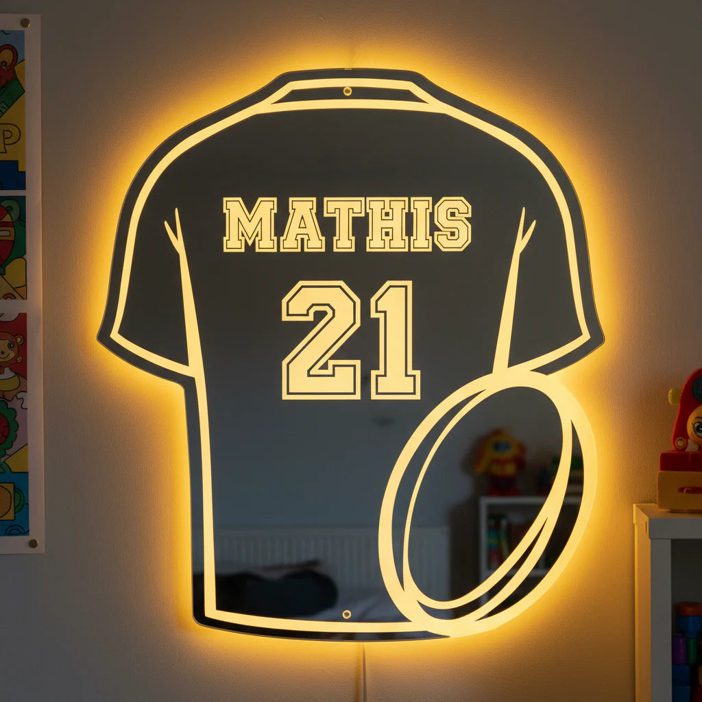 LumiRugby | Gepersonaliseerde LED-rugbyspiegel