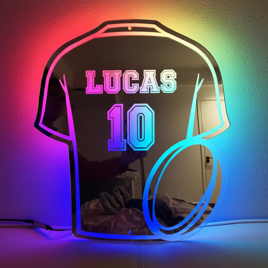 LumiRugby | Gepersonaliseerde LED-rugbyspiegel