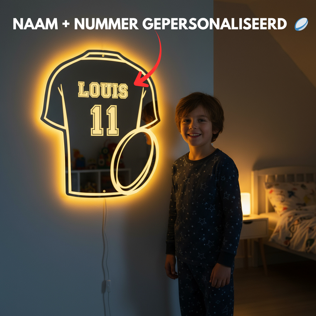 LumiRugby | Gepersonaliseerde LED-rugbyspiegel